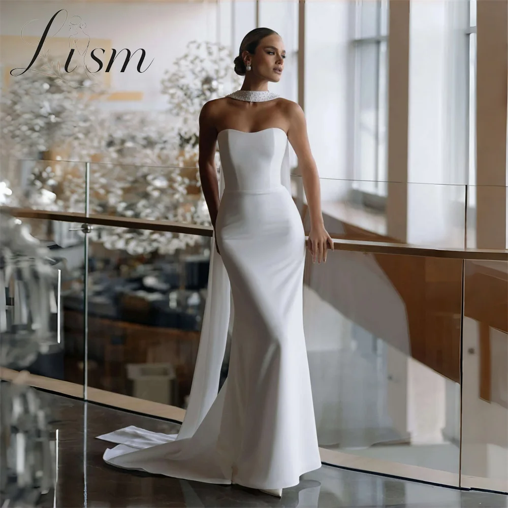 Lism Stunning Strapless Wedding Dresses With Shawl Women Sleeveless Open Back Bridal Gowns 2026 Vestidos De Novia Customized