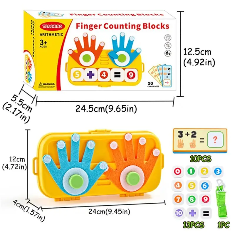 ABUM-Educational For Kids 3-6 Years Montessori Math Finger Counting Addition Subtraction Arithmetic Learning Game