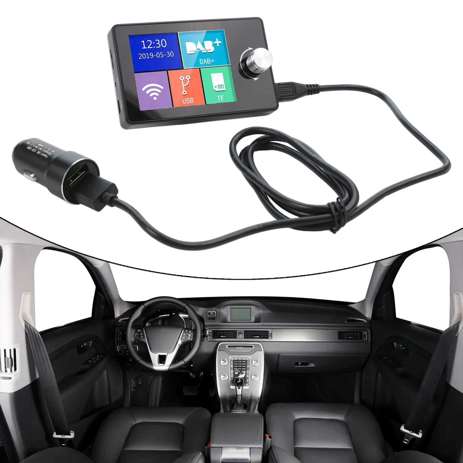 

For Cars For Trucks FM Transmitter Car Audio Receiver 2.8 Inch TFT Display Effective Distance Quick Installation