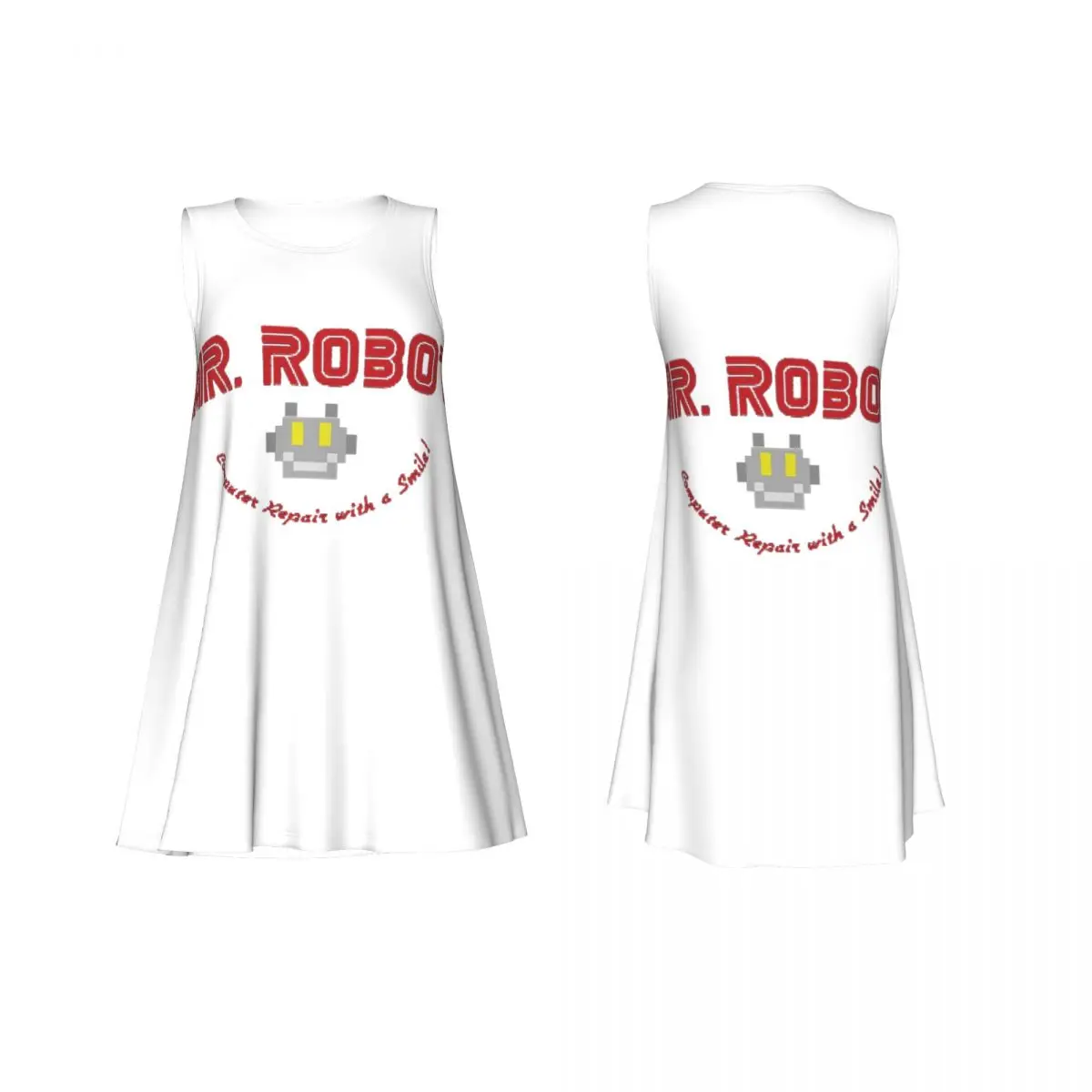 Mr Robot Logo F Society Hacker Summer Women Short Sleeve Dress Elegant Sleeveless Round Neck Loose Dresses Weekend Holiday