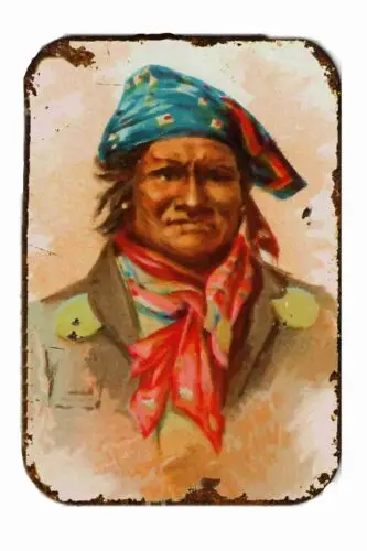 APACHE GERONIMO  PAINTING Vintage Advertising  All Metal Tin Sign  8 x 12