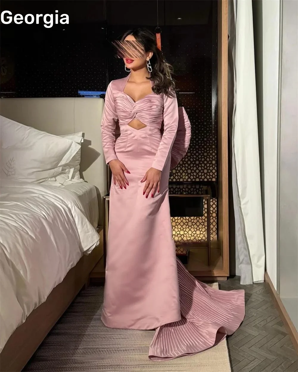 Evening Dress Customize A-Line Square Neckline Floor-Length Elegant And Pretty Women'S Dresses Pink Ruffle Zipper Up Cocktail Dr