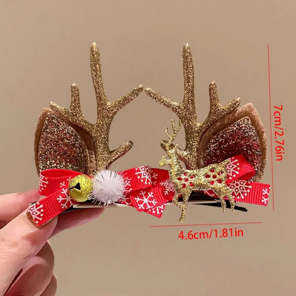 Merry Christmas Decor คริสต์มาส Elk Hairpin Bowknot เลื่อมเด็กกวาง Antler ผมคลิป Star เกาหลีอุปกรณ์เสริมผม