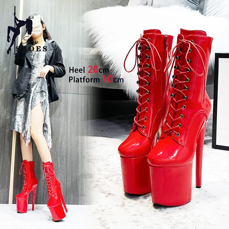 

Women's Boot for Winter 2025 Ankle Pole Dancing Boots Sexy Knight Heels Female Zipper Platform Strappy Pipe Dance Shoes Black