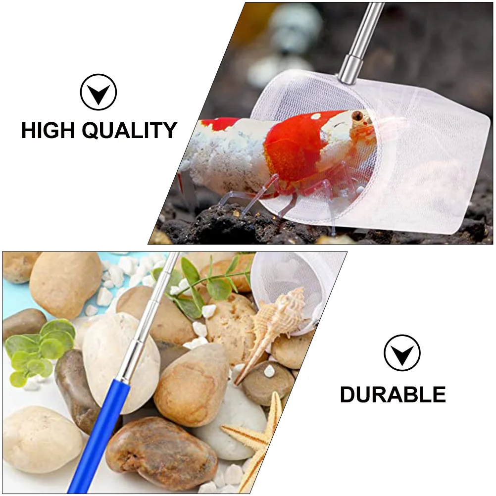

2pcs Mini Extendable Shrimp Net Small Fish Tank Lightweight Stainless Steel Mesh For Aquarium Cleaning Betta Fish Fine Mesh