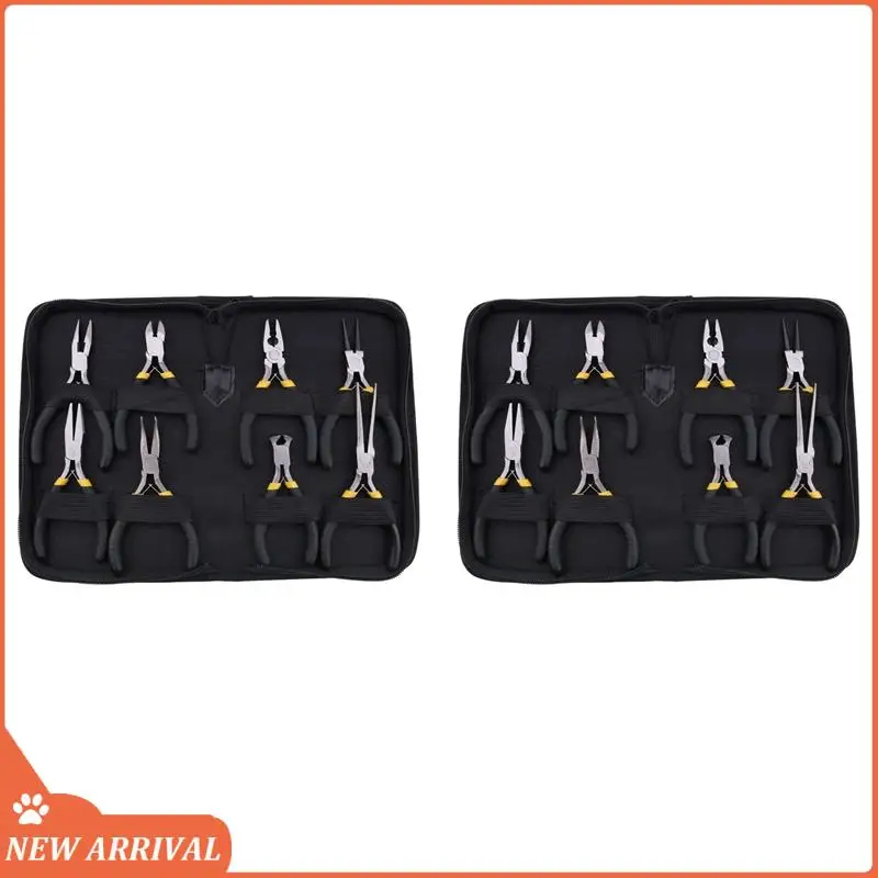

Emption!16Pcs Mini Pliers Set, Long Nose With Teeth, Flat Jaw, Round Curve Needle Diagonal Nose Wire End Cutter Linesman Plier