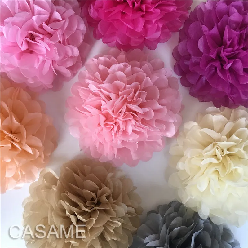 Tissue Paper Flower Ball Baby Shower Birthday Party Decoration Paper Pom Poms Handmade Hanging Paper Pompoms Wedding Decorative