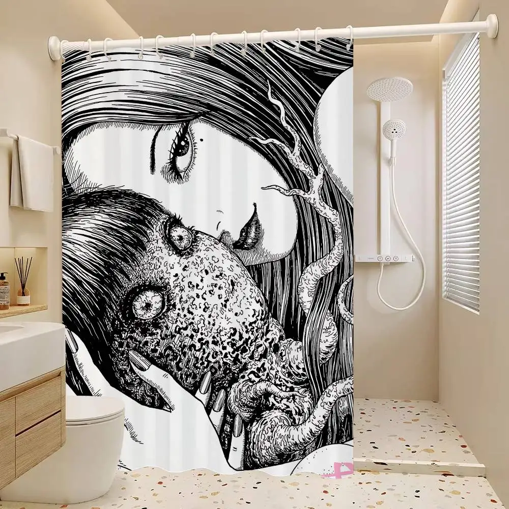 J-Junji Ito T-Tomie 1 STÜCK Bedruckter Duschvorhang Wasserdicht Waschbar Mit 12 Haken Badezimmer Dusche Heimgebrauch