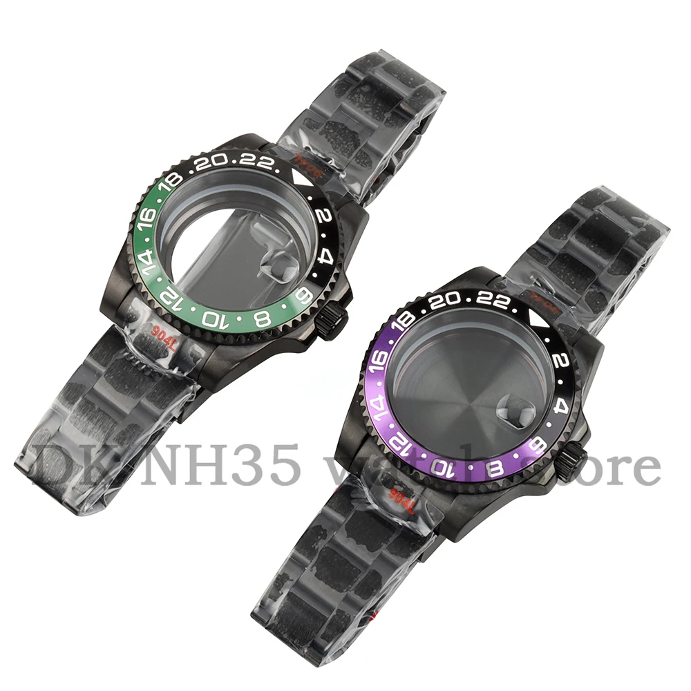 

PVD Black 40mm Watch Case for Submariner GMT NH34 NH35 NH36 NH38 Movemnt 28.5mm Dial Oyster Steel Bracelet Sapphire Crystal