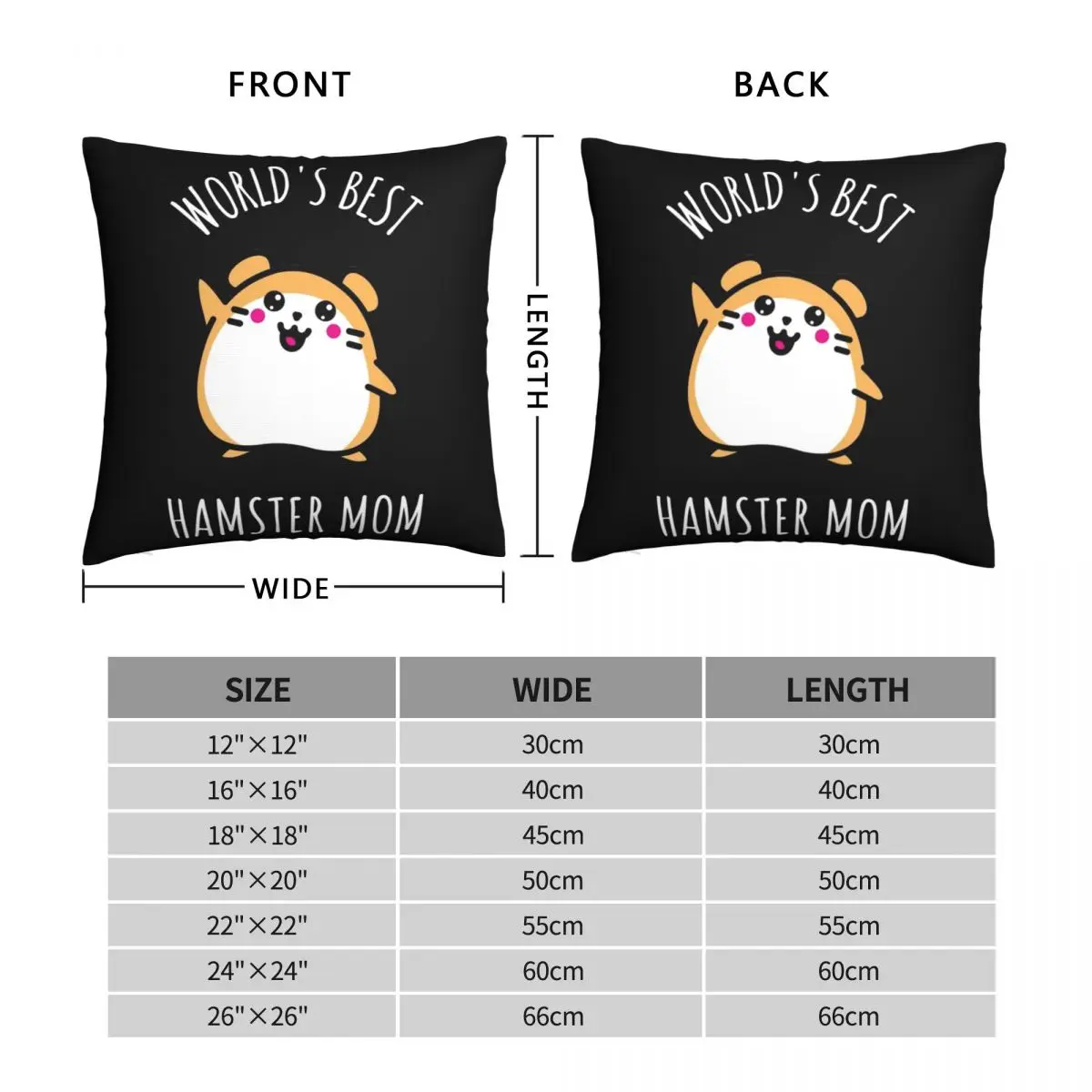 Hamster Hamster Mom Square Pillowcase Polyester Linen Velvet Printed Zip Decorative Pillow Case Car Cushion Case