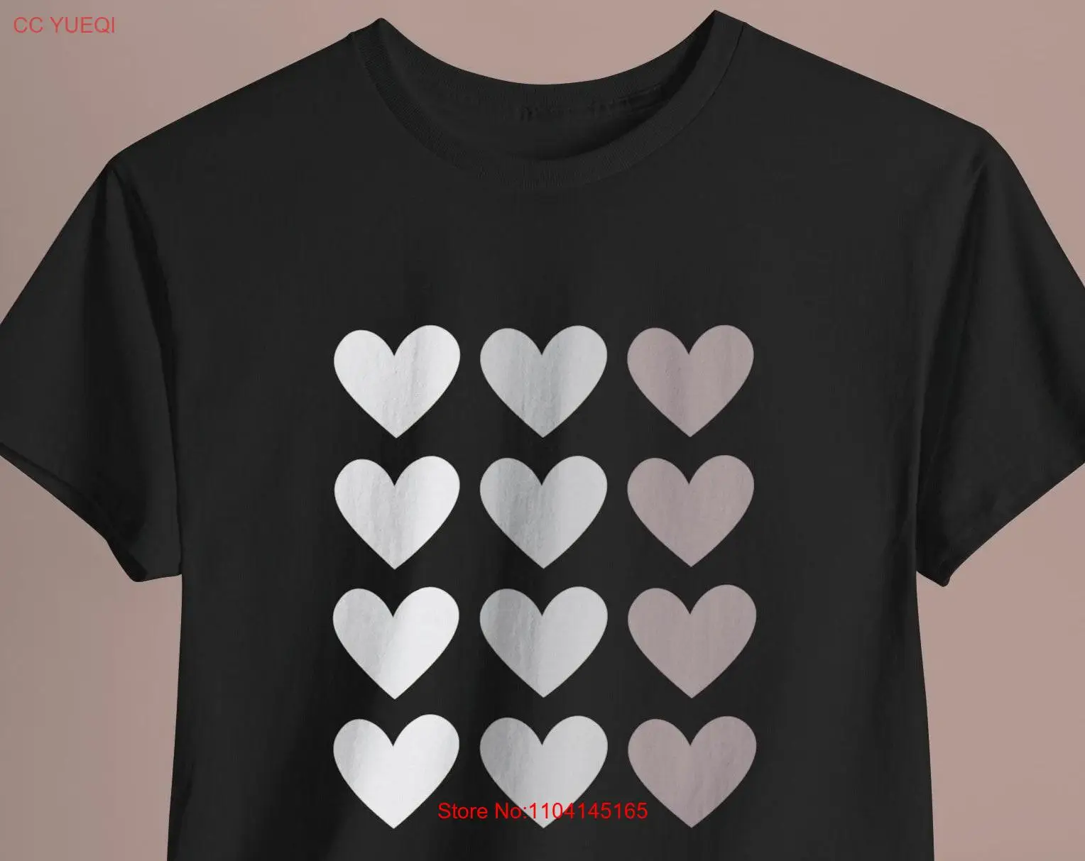 Hearts Love Dozen Neutral Tone Boho T Shirt Teacher Valentine's Day Back to School Gray long or short sleeves