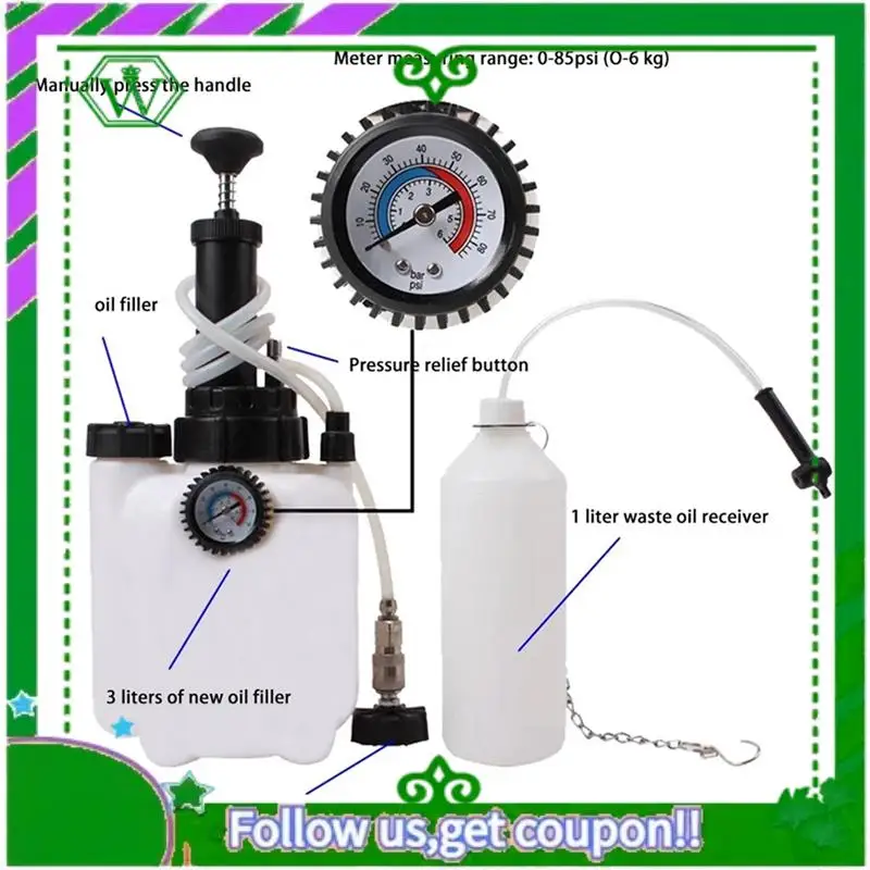 AC34-3L Gearbox Oil Change System Brake Oil Can Change Machine Transmission Oil Change Pump System