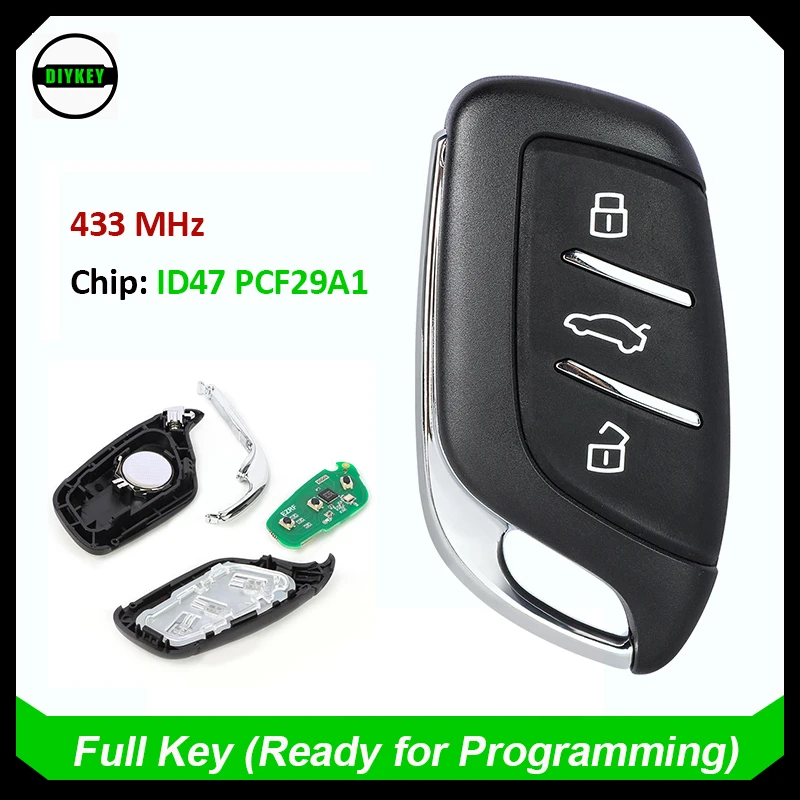 

DIYKEY 3 Button Smart Remote Key Keyless Go Fob for ROEWE RX3 RX8 RX5 ERX5 I6 I5 2015-2019 433MHz ID47 PCF29A1 Chip