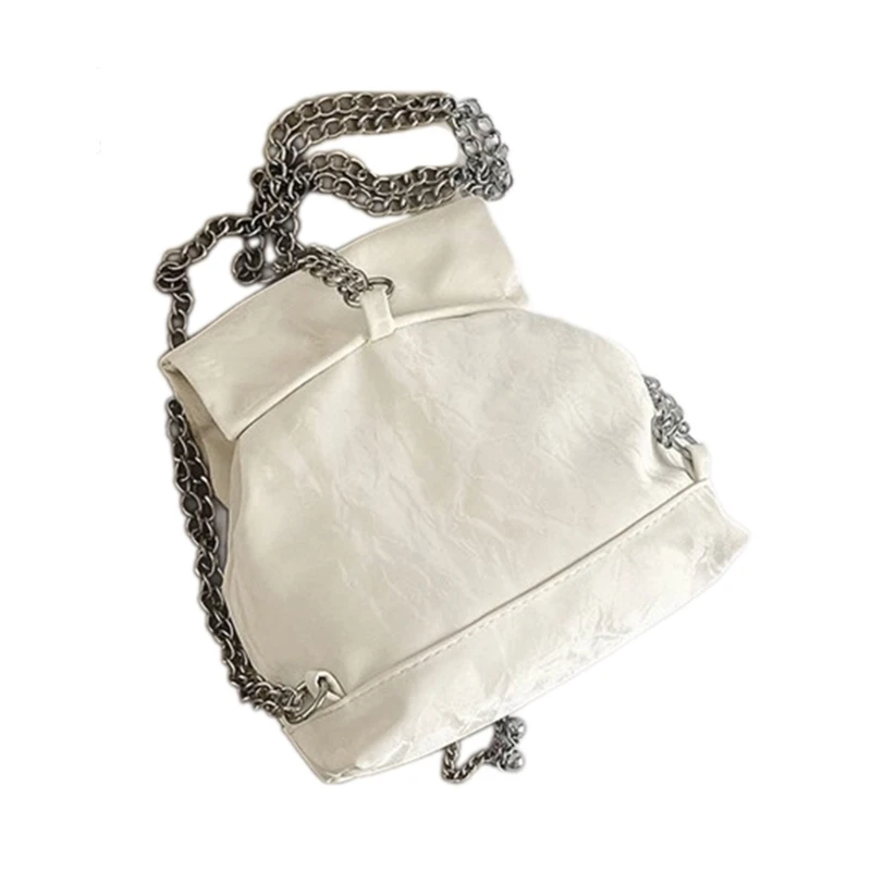 Modischer Rucksack, einfarbiger Rucksack mit verstellbarer Riemenkette, Schultasche, PU-Leder, Tagesrucksack für den täglichen