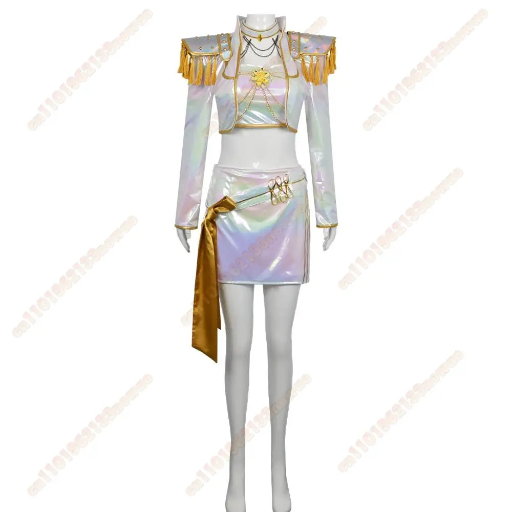 Huntrix Rumi Mira Zoey Cosplay Costume Wig Stage Uniform Top Skirt KPOP Superstar Demon Hunters Kids Women Set Halloween