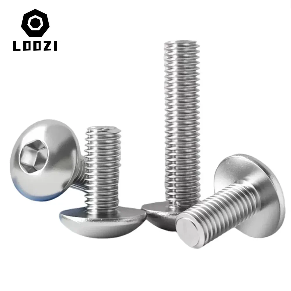 M2 M2.5 M3 M4 M5 M6 M8 M10 304 Stainless Steel Hex Round Pan Mushroom Head Screws Hexagon Socket Button Head Bolt Truss Screws