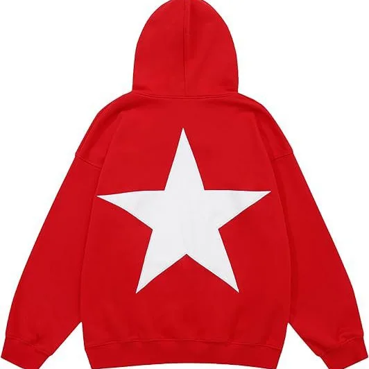 Y2K Hoodie Men Women Dark Streetwear Hip Hop Harajuku Jacket 3D Star Print Oversized Unisex Pullover Sweatshirt - view 3