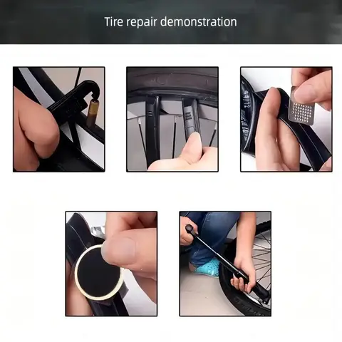 Cykeldäckreparationssats Lapningar Däckflik Slipfilm Kofot Multifunktionella Verktyg Cykeldäcklapp Cykelreparation Punktering 8 best sales cykelns punkteringsreparationssats - №4