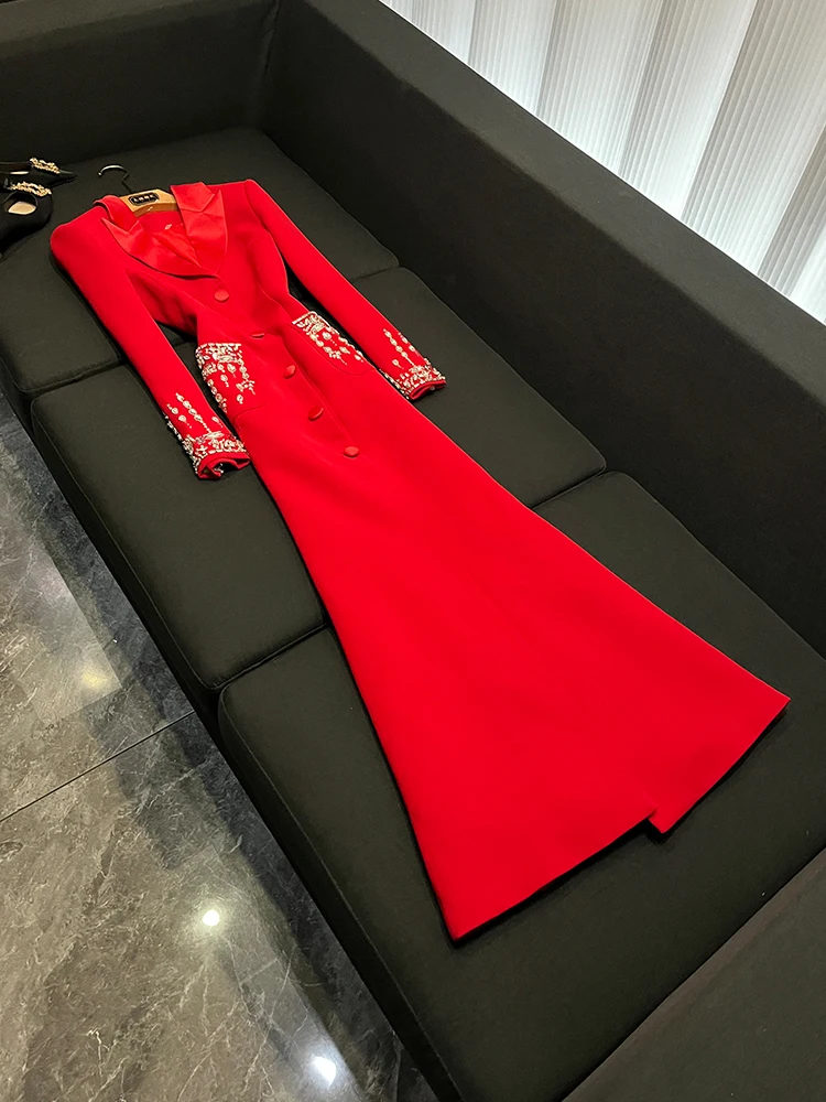 

Ele Luxury Long Dr Faionable lectual Высококачественное индивидуальное платье с воротником для женщин Ci Commute All Seasons