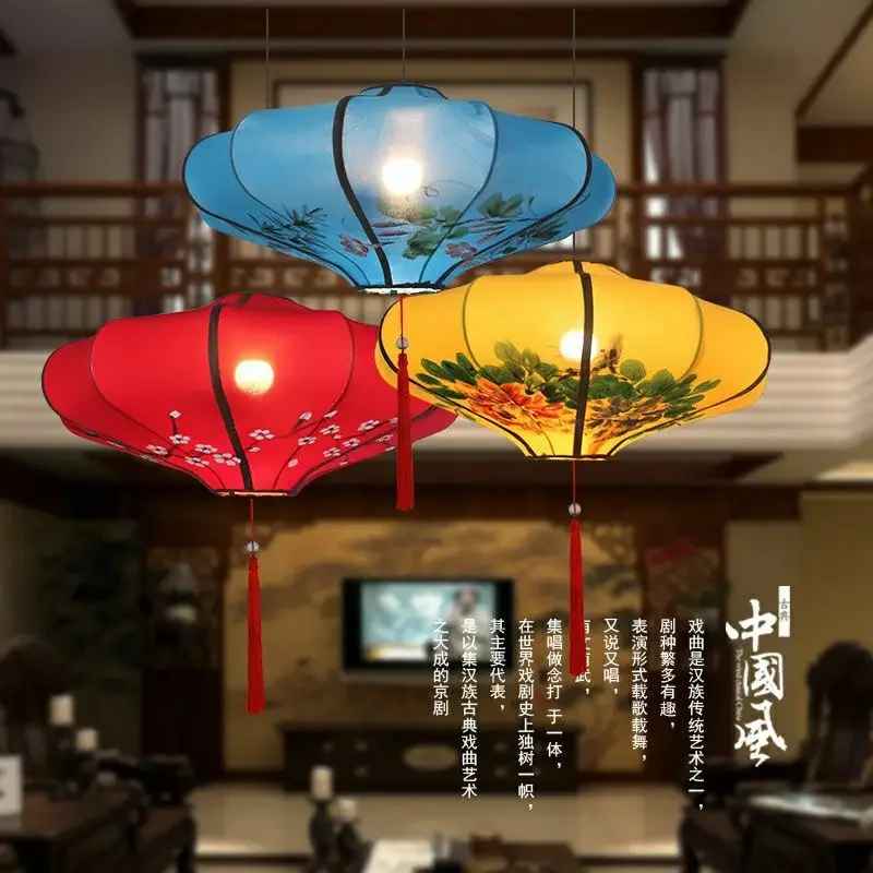 Chinese cloth Lanterns Balcony Antique Red Lanterns Classical Hotel Teahouse Chandelier Hotel hot pot Shop Decorative Lanterns