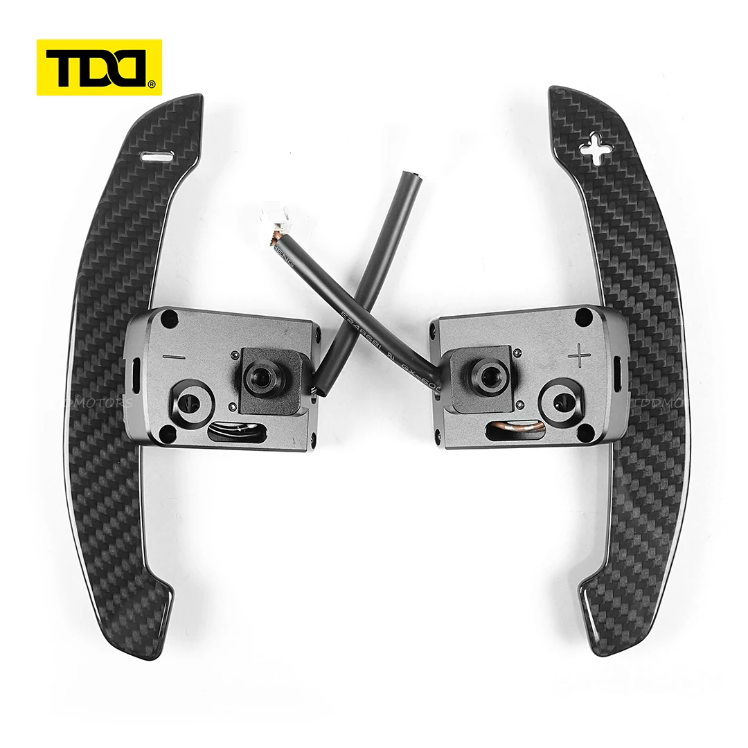 TDD Glossy Carbon Fiber Steering Wheel  Magnetic Paddle Shifters For Nissan Micra VERSA FAIRLADY  Magnetic Attraction Function