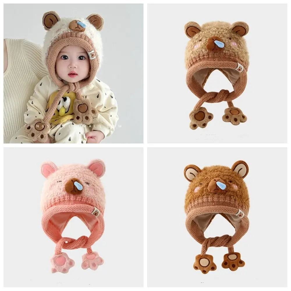 

Warm Toddler's Knitted Hat Thickened Soft Baby Ear Protection Cap Windproof Breathable Capybara Beanie Caps Winter Season