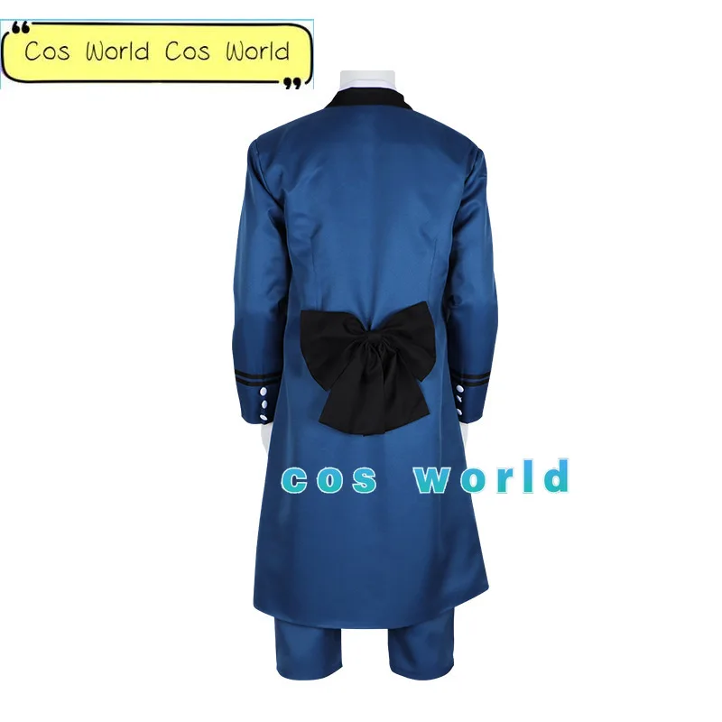 Anime Zwarte Butler Ciel Phantomhive Cosplay Kostuum Mannen Halloween Rollenspel Blauw Jas Shirt Broek Kort Haar Pruik Vol Pak