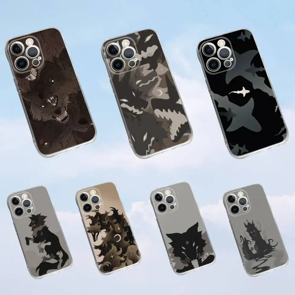 

F-FFERAFEL Wolf silhouette art Phone Case For iPhone 16,15,14,13,12,11 Pro,Max,Plus,X,XS,XR,SE,Mini Transparent Silicone Soft