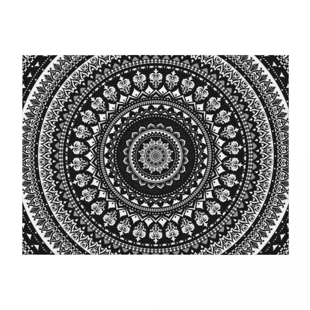 

Mandala Monochrome 2 Throw Blanket Camping Personalized Gift Soft Plush Plaid Bed Blankets