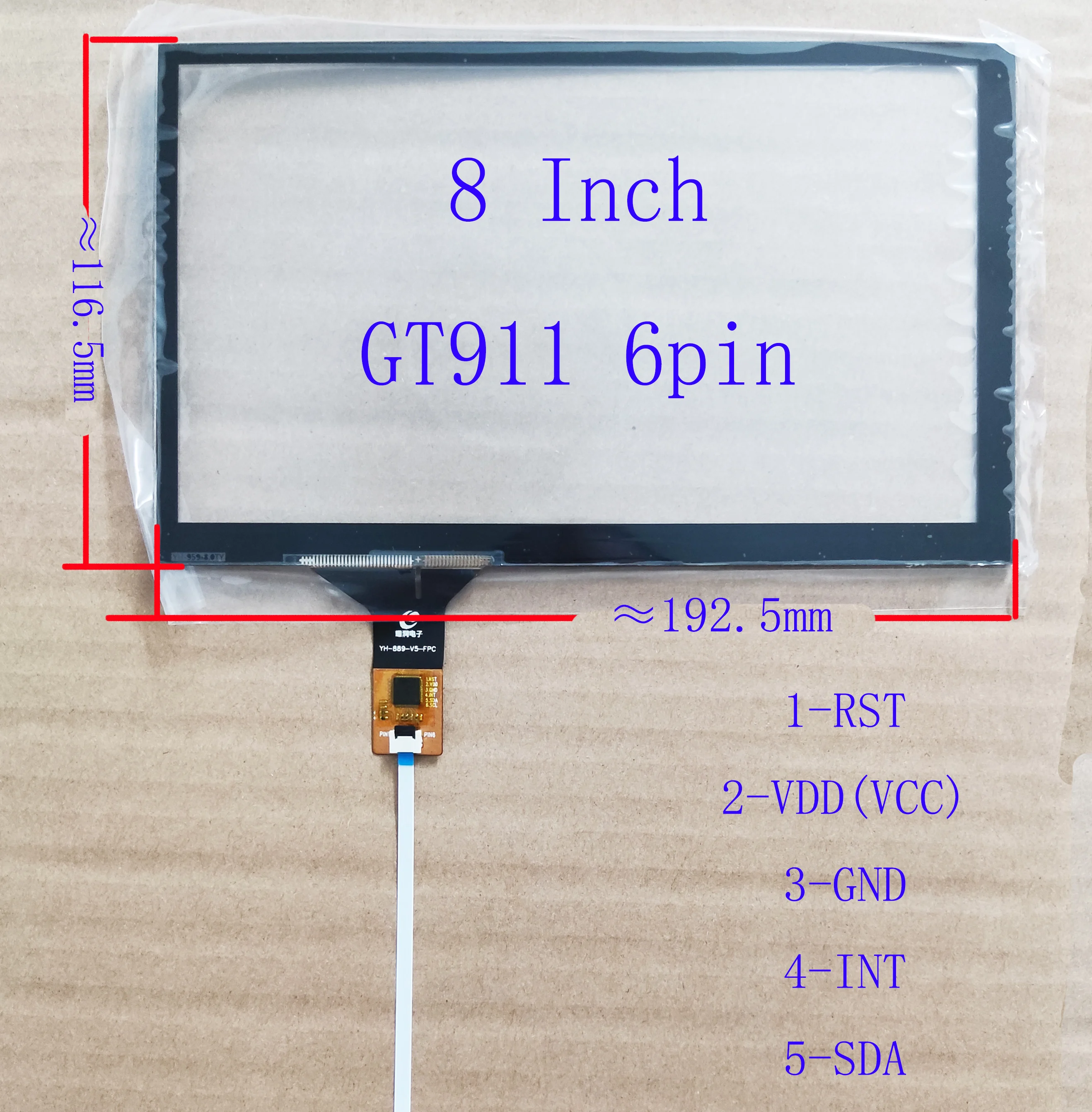 8 Inch Touch Screen Digitizer Sensor Handwriter Glass Panel For Radio GT911 6Pin 193*117mm 192*116mm XY-PG9020 FPC LXH YH-889-V5