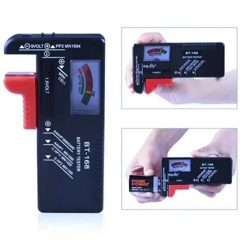 Premium BT-168 AA/AAA/C/D/9V/1.5V Universal Battery Tester Button Cell Volt Checker Color Coded Power Meter
