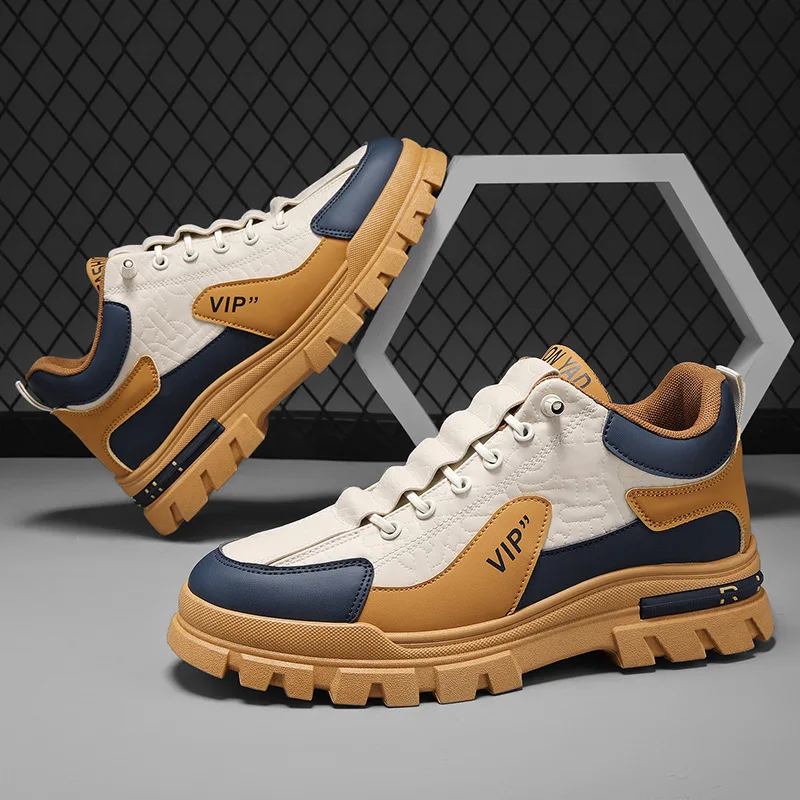 

New thick-soled men's sneakers for autumn Fashionable trendy youth work shoes Casual comfortable shoes British-style men's shoes