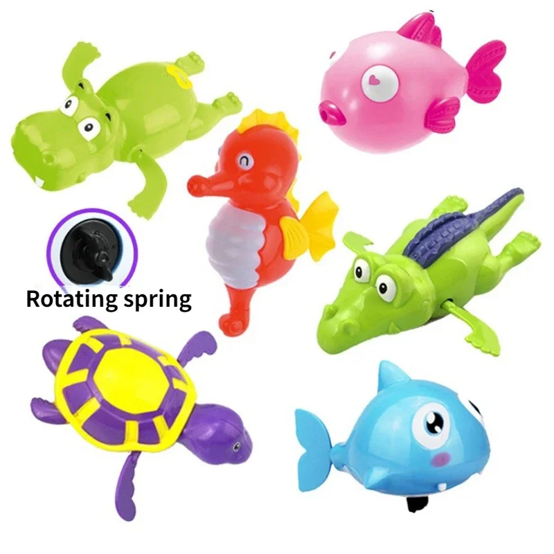 Juguete de baño de animales para bebé, cadena de playa, juguete de agua con mecanismo de relojería, juego de agua, Color aleatorio, 1 unidad