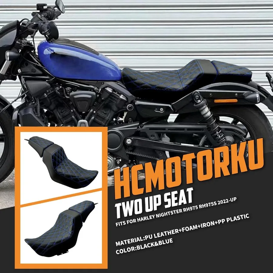 دراجة نارية الجبهة سائق متسابق مقعد الركاب الخلفي بيلايون وسادة مقعد جلدية قطعة واحدة مقعد صالح ل هارلي نايتستر RH975 RH9