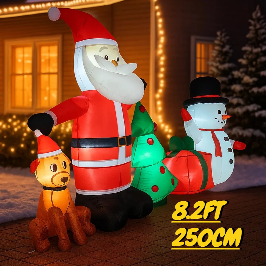 

8.2FT Inflatable Christmas Set Santa Snowman Tree Gifts Toy Festive Gift Xmas Home Ornament Yard Party Decoration Supplies LED