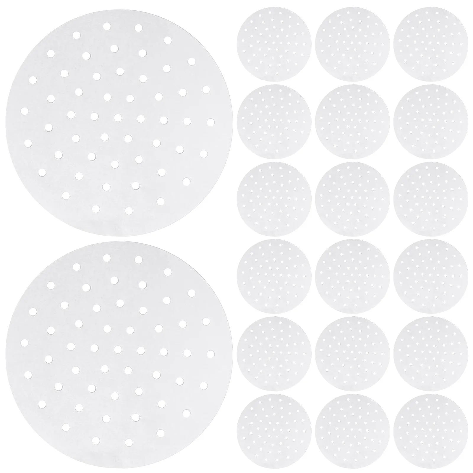 400Pcs Air Fryer Paper Liners Round Perforated Non Stick Heat Resistant Baking Oil Paper Sheets Food Grade Cooking Baking