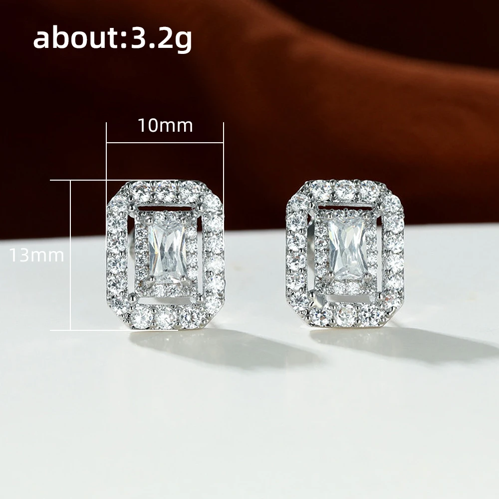 Huitan Silver Color Rectangular Shaped Stud Earrings Piercing Fashion Contracted Earrings for Women OL Style Versatile Jewelry