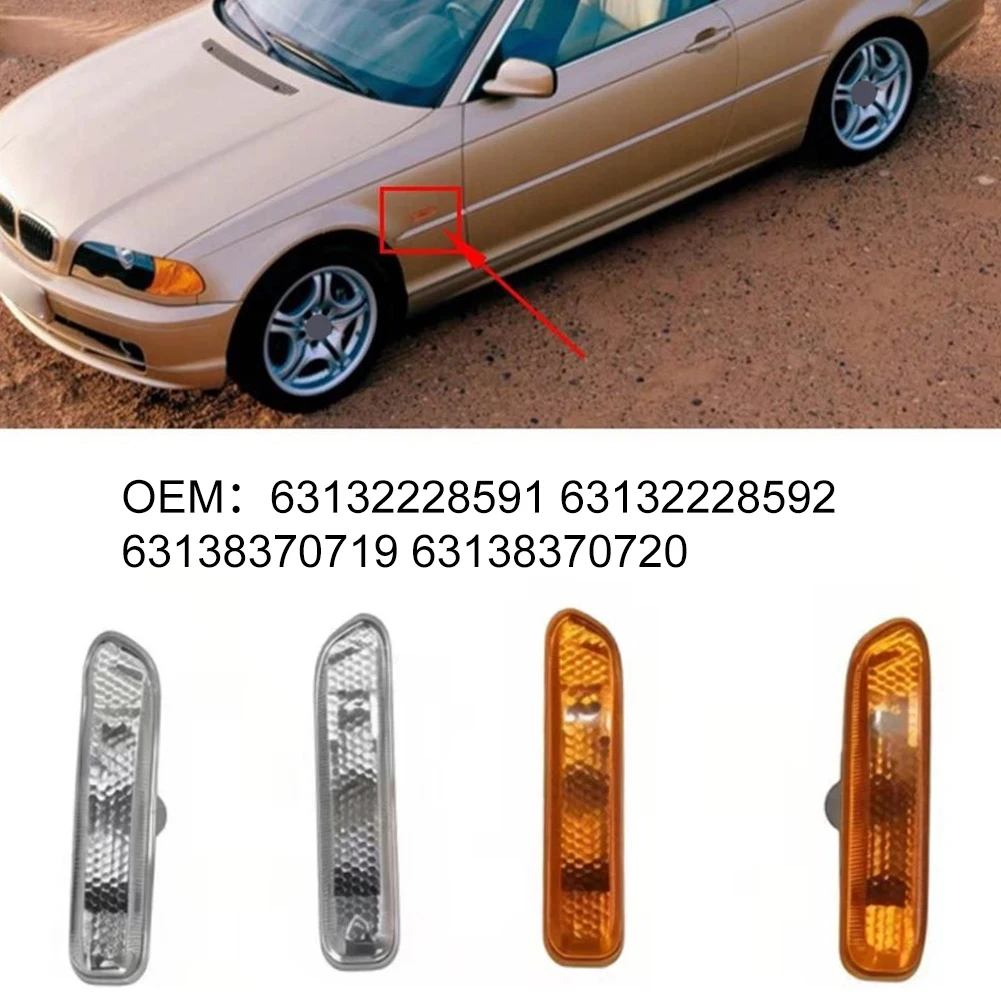 Direct Replacement Side Turn Signal Light for BMW 3 Series E46 1998-2001 Fits OEM 63132228591 63132228592 63138370719/720