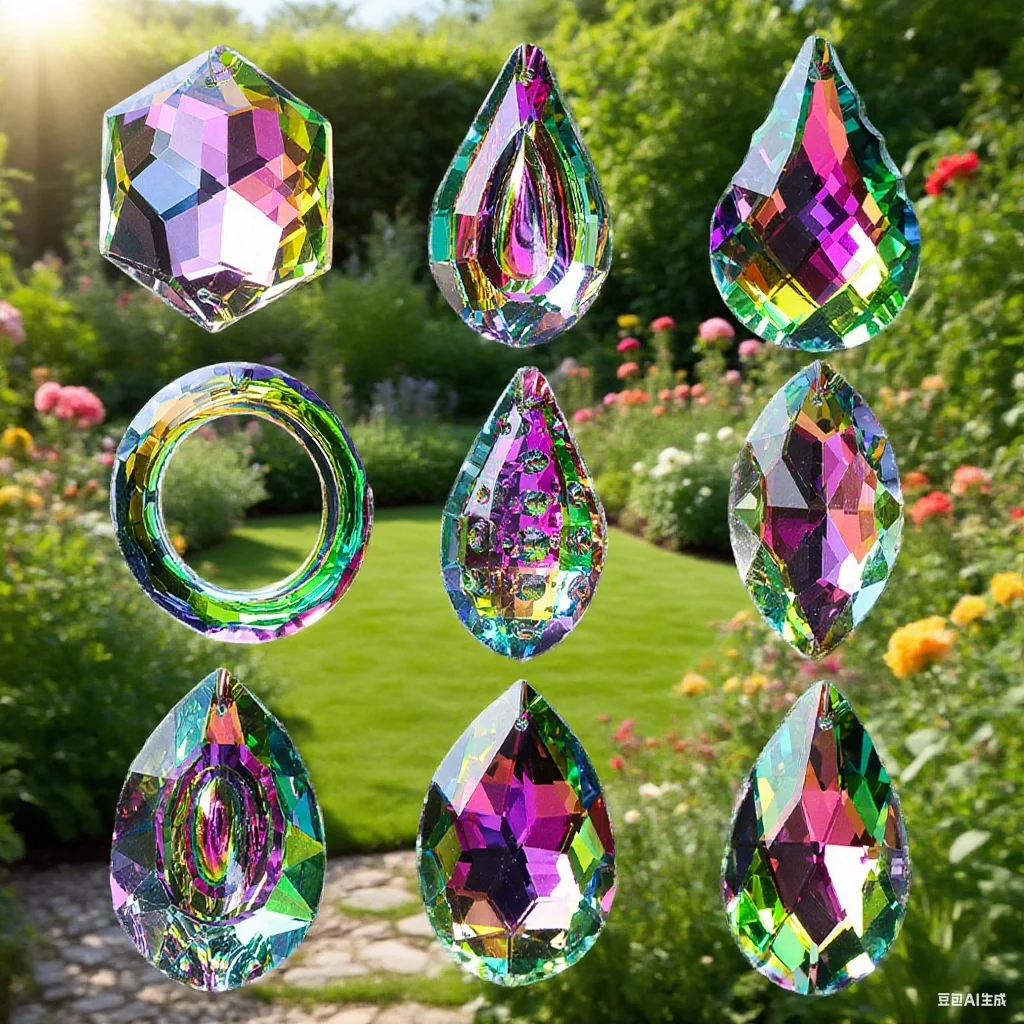 Crystal Hanging Suncatcher Iridescent Glass Prism Chandelier Lamp Pendant Parts Rainbow Maker Window Decor Single Face Colorful