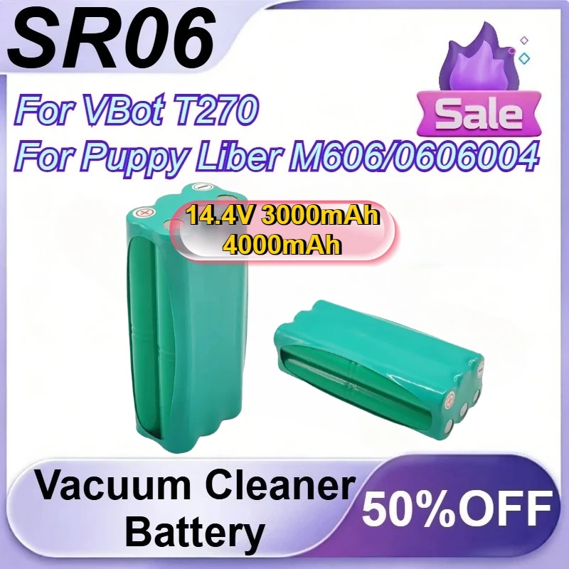 

SR06 14.4V 3000mAh 4000mAh Vacuum Cleaner Battery for VBot T270 for Puppy Liber M606/0606004 Rechargeable Battery