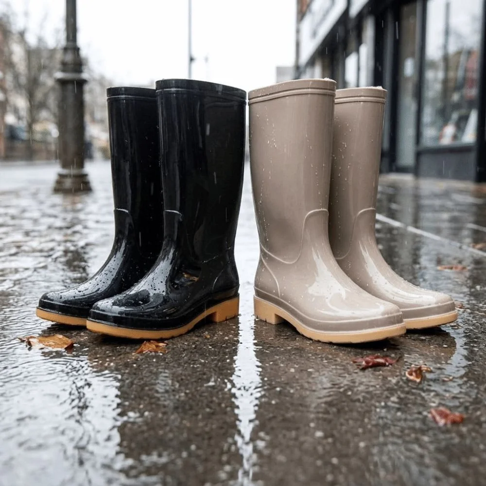 Rutschfeste Damen-Regenstiefel, wasserdicht, hohe Schafthöhe, leichte, strapazierfähige Wasserschuhe für den Außenbereich, die Küche und die Arbeit. – Detail 9
