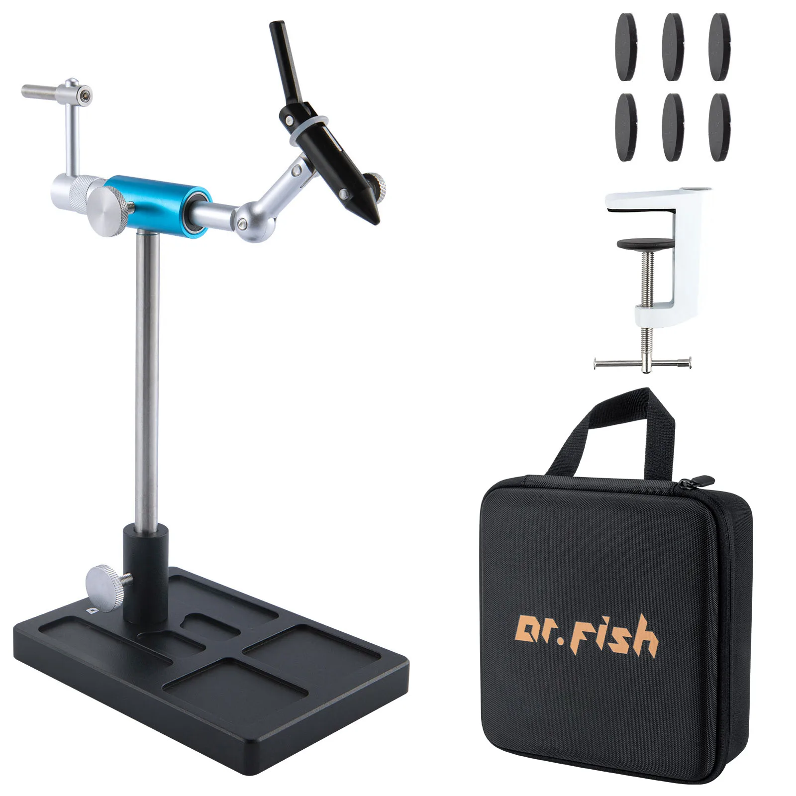 360-degree-rotary-fly-fishing-vise-kit-stainless-steel-aluminum-c-clamp-mount-40cr-hard-jaws-fly-tying-base-for-flies-portable
