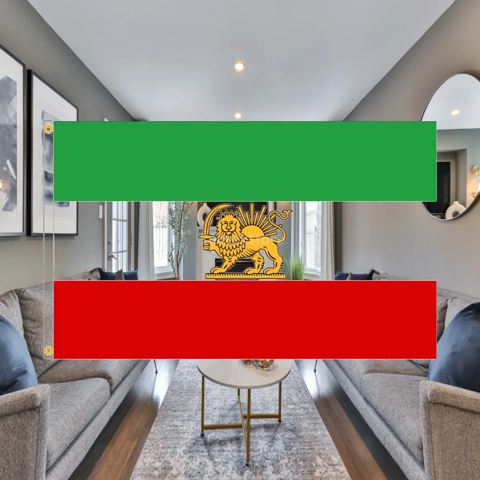 Persian Historic Lion Sun Flag Polyester Housing Decor Banner for Room Outdoor Garden Festival