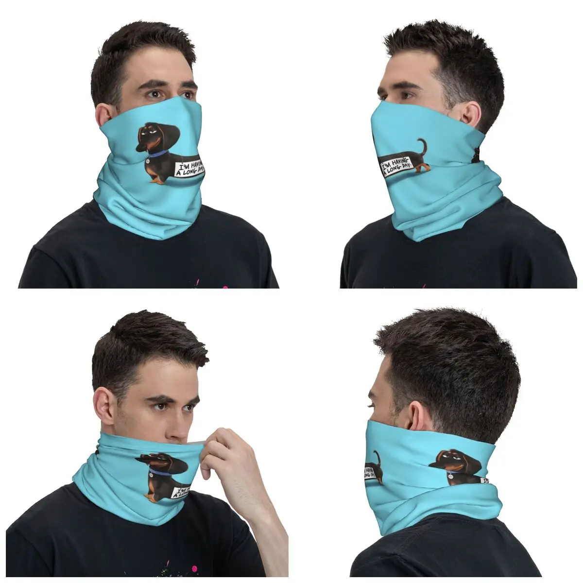 Custom Kawaii Dachshund Bandana Neck Warmer Men Women Winter Ski Hiking Scarf Gaiter Sausage Badger Wiener Dog Face Cover