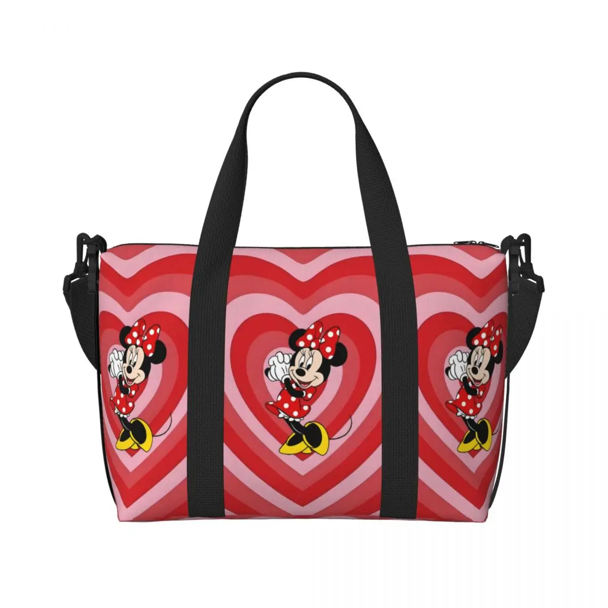 

Custom Minine Mouse Grocery Shopping Tote Bags Women Large Capacity Fashion Cartoon Heart Print Animation Gym Beach Travel Bags