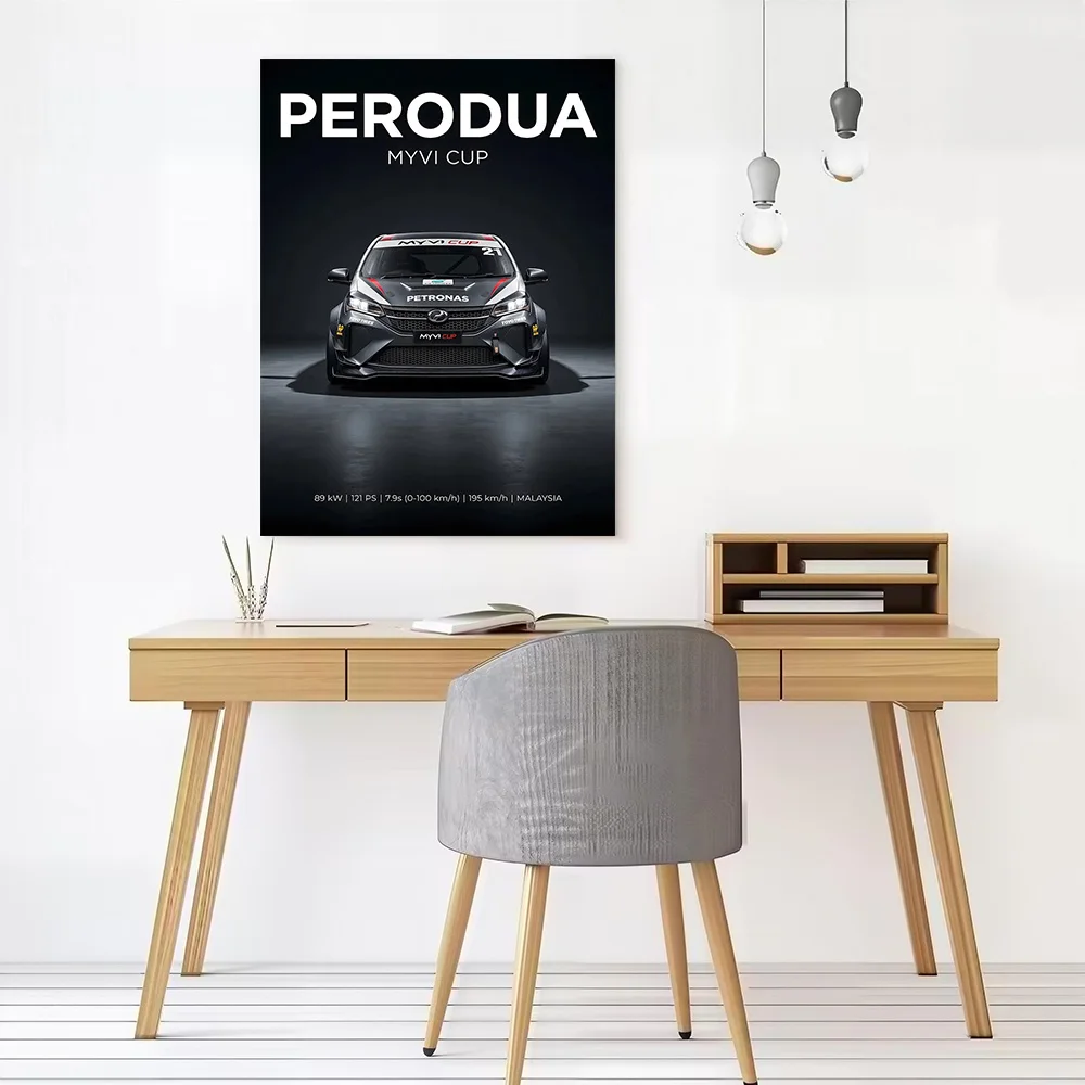 Perodua Myvi Cup Race Car Printed Canvas Wall Art Customizable Paintings Poster Perfect Gift for Home Decor Living Room Bedroom