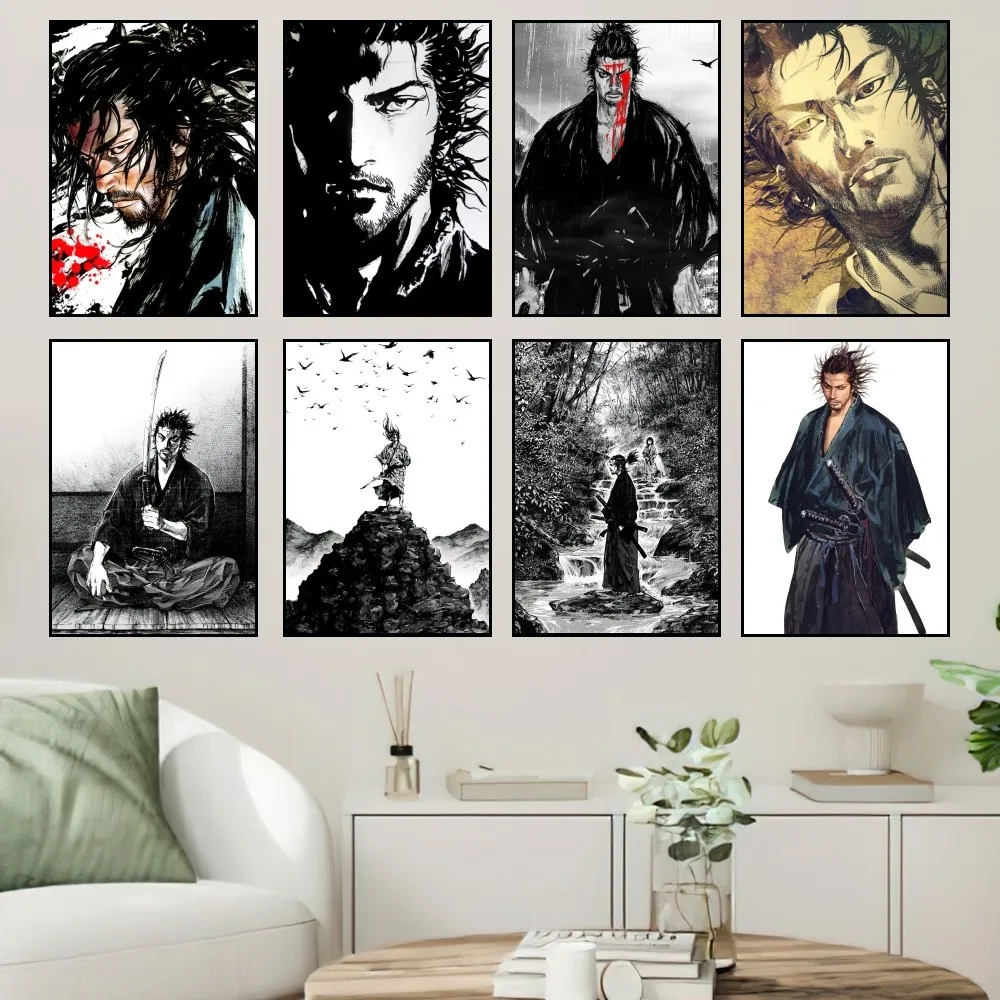 Vagabond Manga Inoue Takehiko Comic Poster, impresiones pequeñas, pintura de pared, dormitorio, sala de estar, pegatina de pared, Oficina