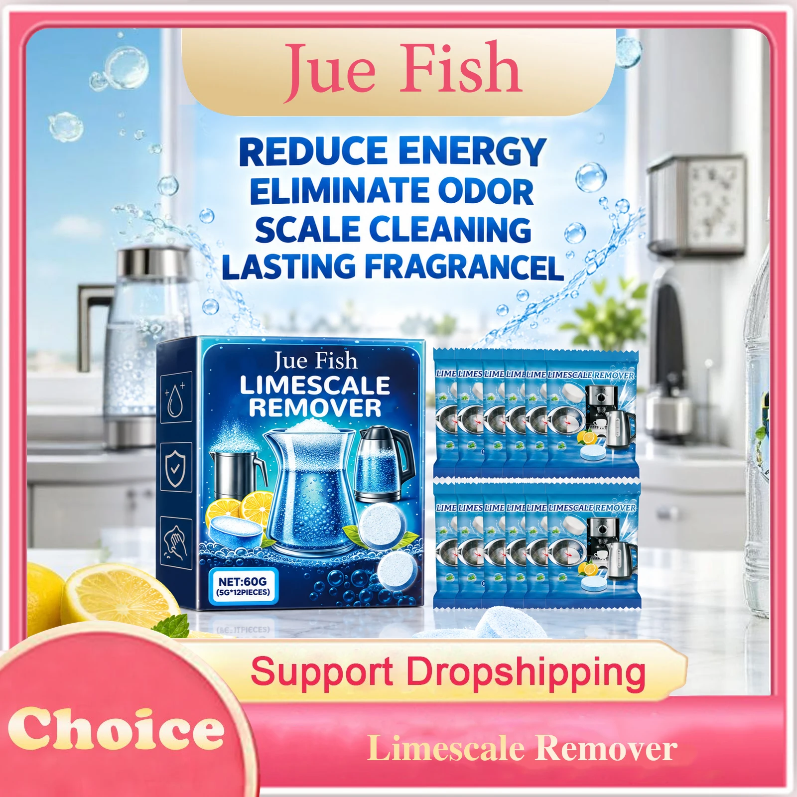 Limescale Remover Scale Cleaning Effervescent Tablets Reduce Energy Eliminate Odor Lasting Fragrance Household Descaling Tablets