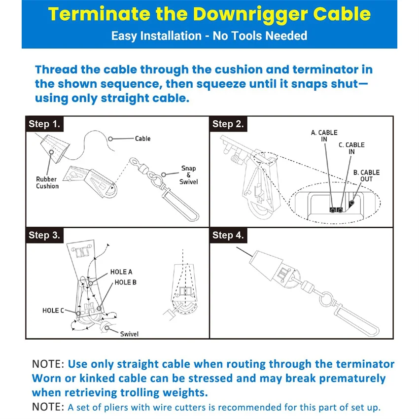 Downrigger-Kit mit Reparatur- und Terminator-Sets für die Wartung von Cannon-Hand-Downriggern + 6 werkzeuglose Leinenterminatoren für Cannon – Detail 5