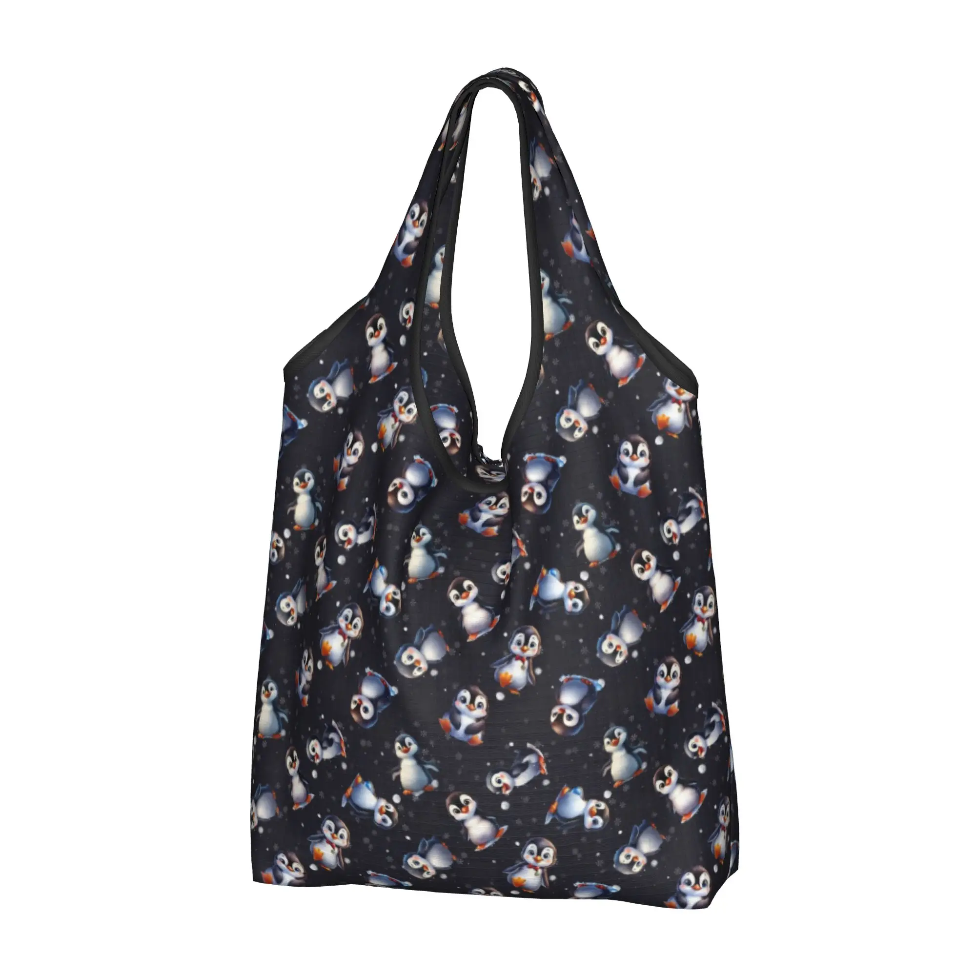 Penguin Cute  Animal  Grocery Shopping Bag Kawaii Shopper Shoulder Tote Bags Big Capacity Portable Aquatic Seabirds  Handbag